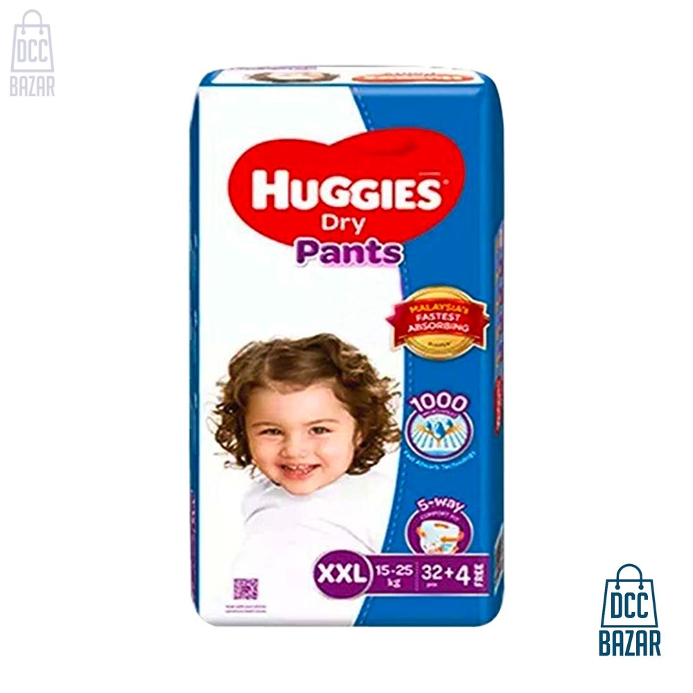 Buy Huggies Complete Comfort Wonder Pants Double Extra Large (XXL) Size  (15-25 Kgs) Baby Diaper Pants, 48 count| India's Fastest Absorbing Diaper  with upto 4x faster absorption | Unique Dry Xpert Channel