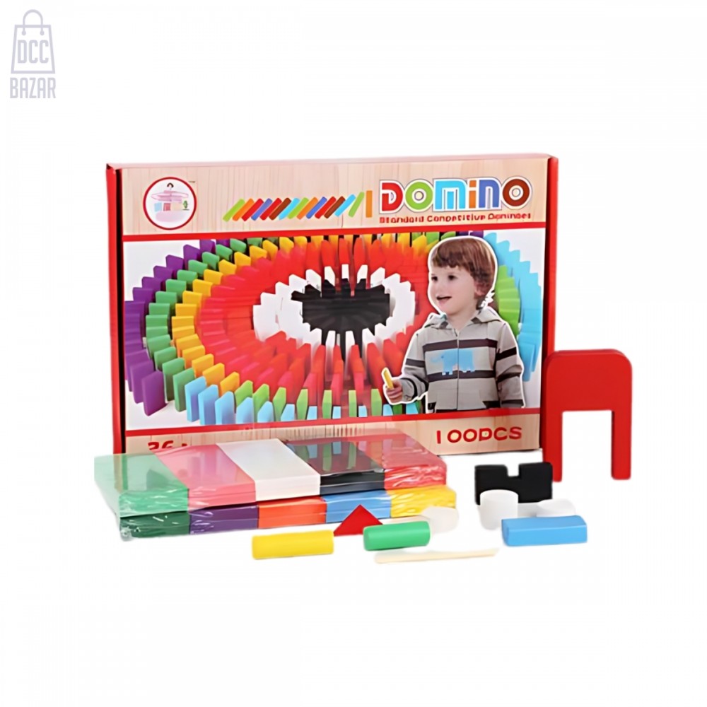 100-Piece Wooden Domino Set Build, Learn & Play! Math Games, Creativity & Family Fun