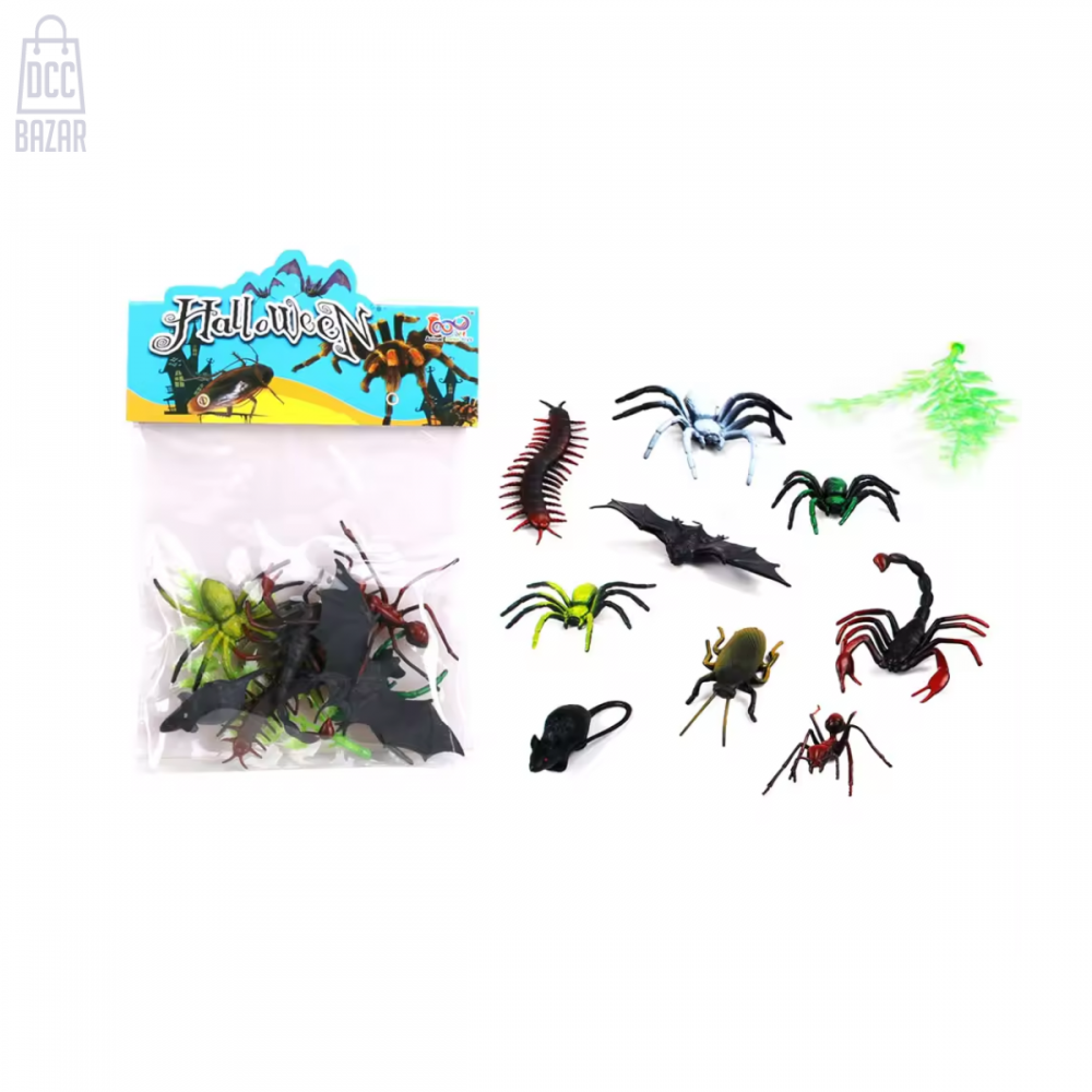 10 Pack Eco-Friendly Plastic Halloween Creepy Crawly Toy Set