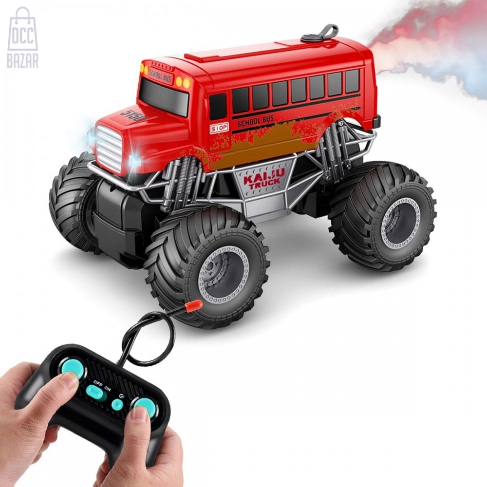 116 Scale RC Spray School Bus LED Lights, Off-Road, Realistic Toy for Kids