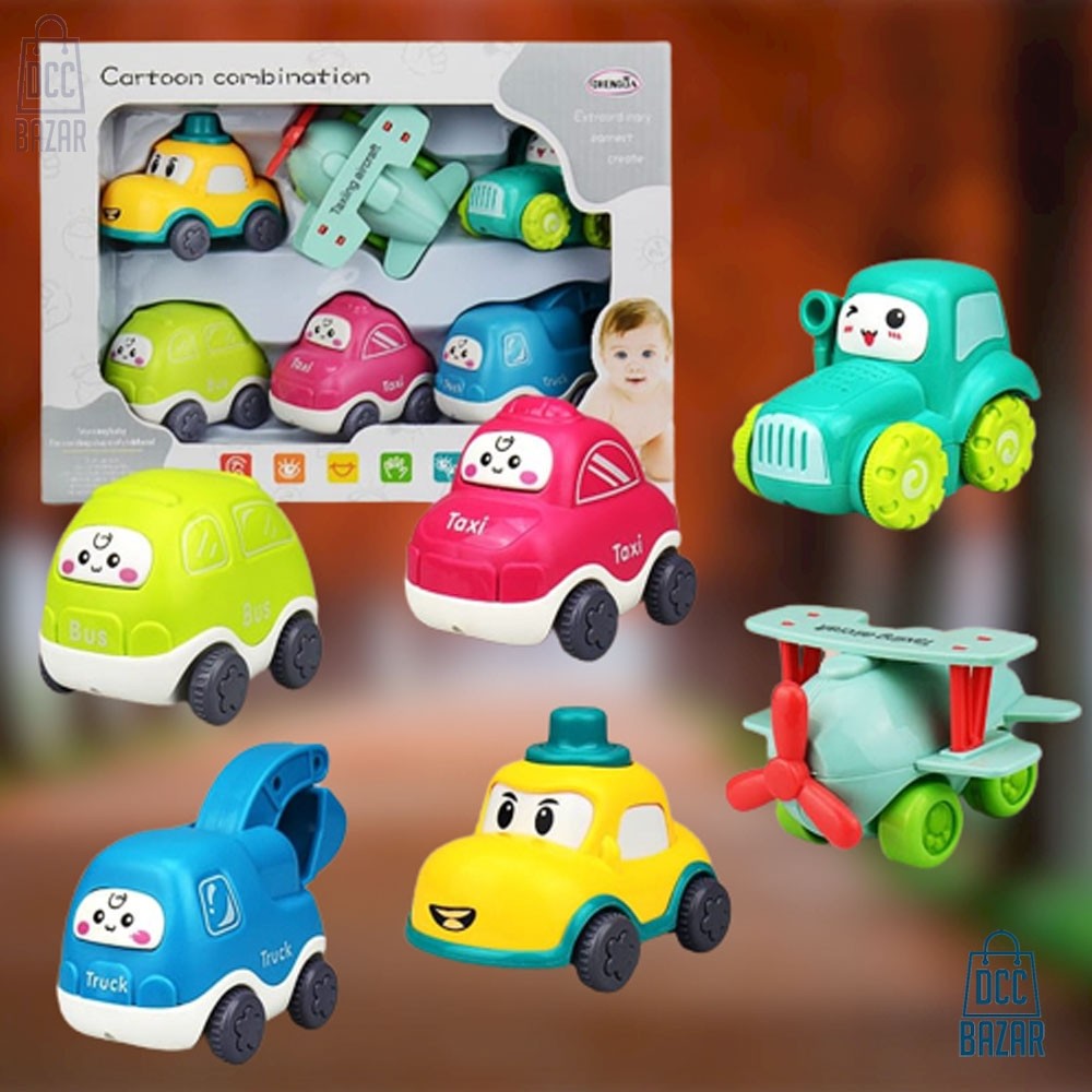 Mini Cartoon Car Truck aPull Back Toys Car Set