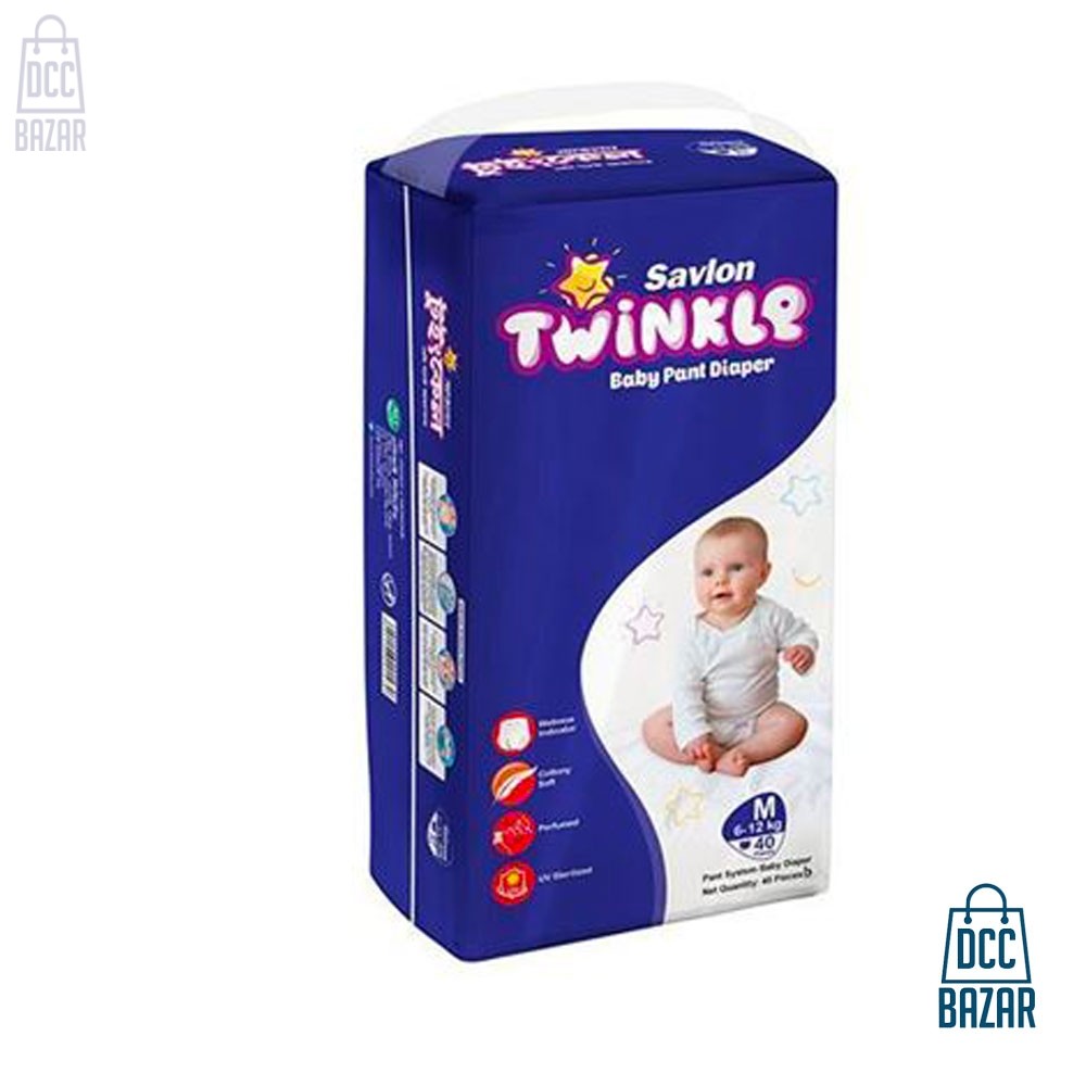 Savlon Twinkle Baby Pant Diaper (M) 6-12kg 40pcs