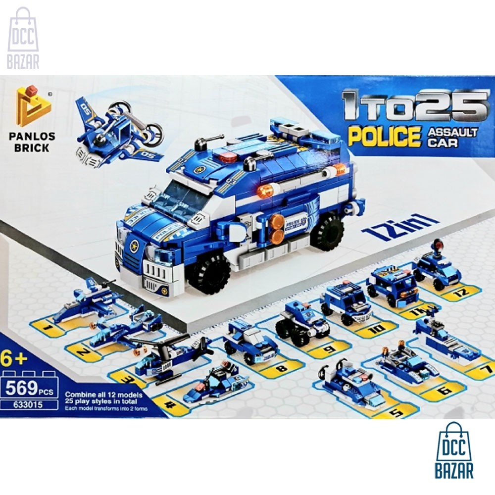 Police Assault Car 12 In 1 Lego Building Blocks Toys