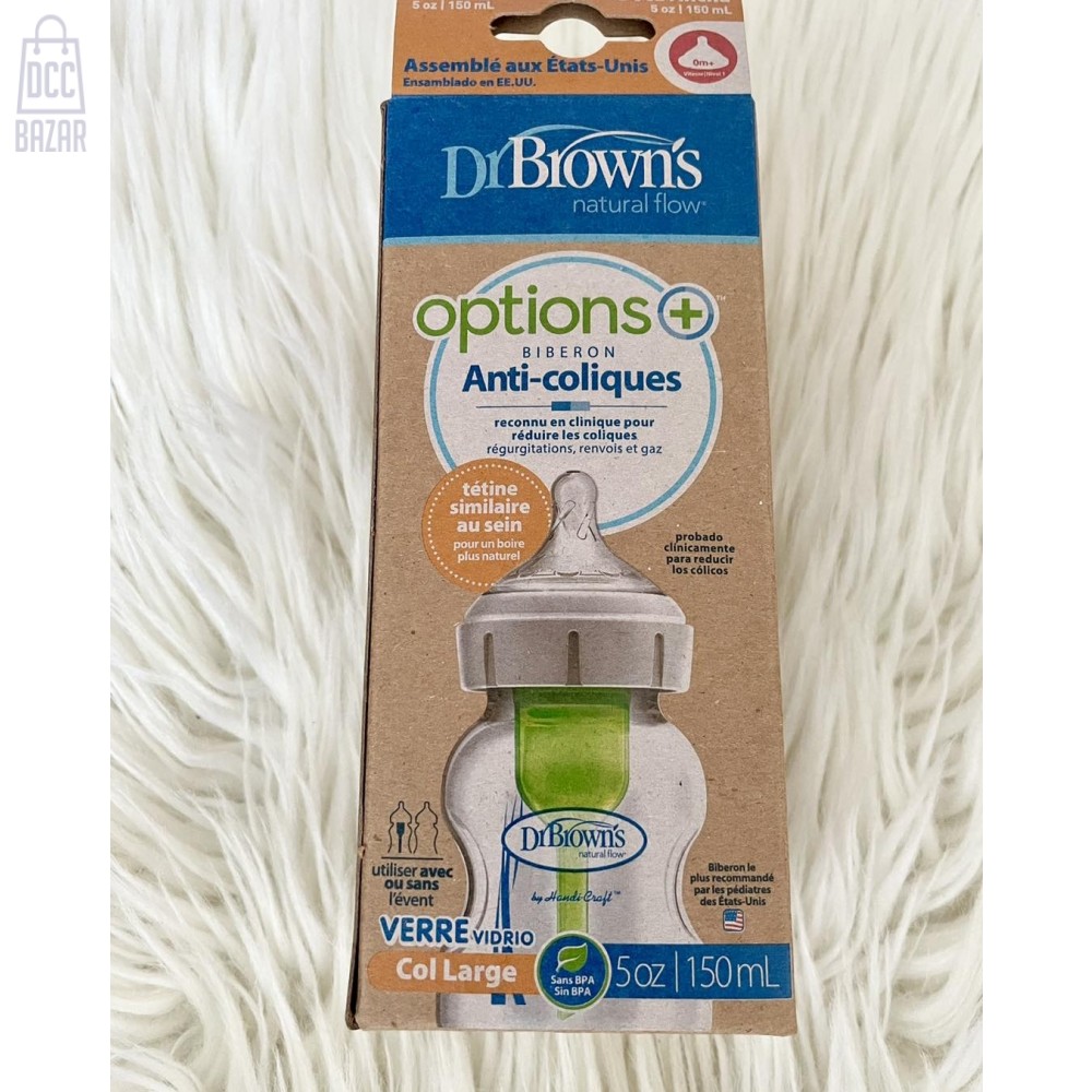 Dr Brown's Options+ Anti-Colic Glass Wide nack  Bottle 150ml