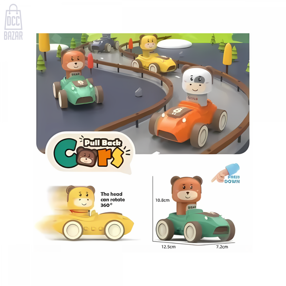 360-Degree Rotating Head Pull-Back Car Toy