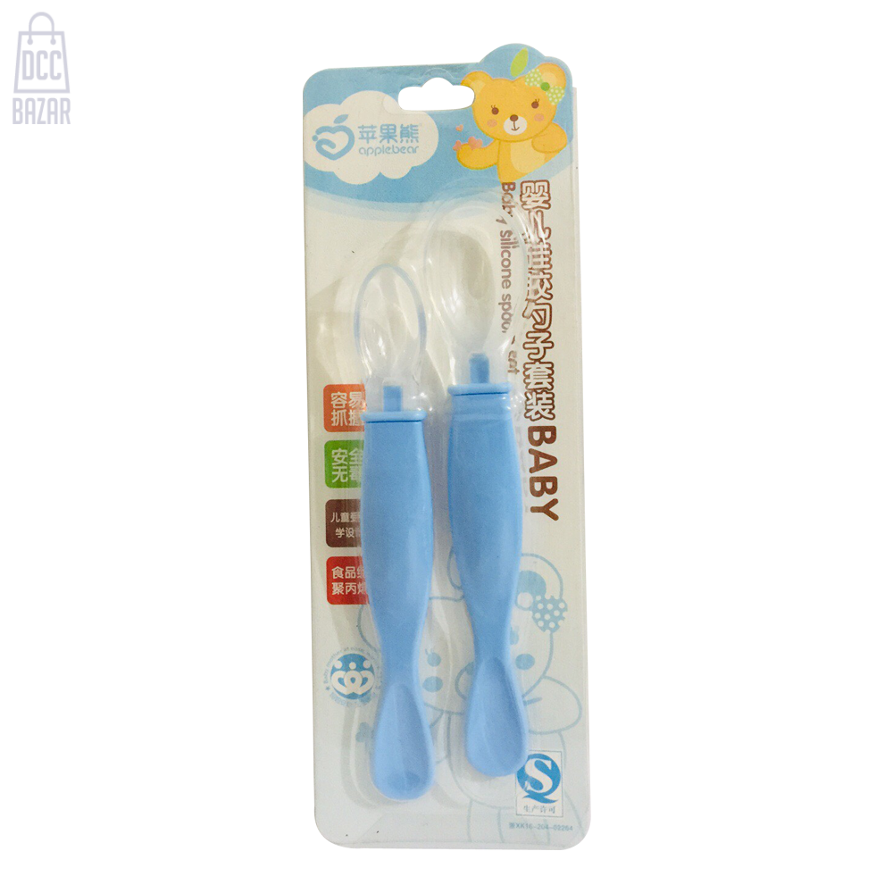 Apple Bear Spoon Blue 2 pcs