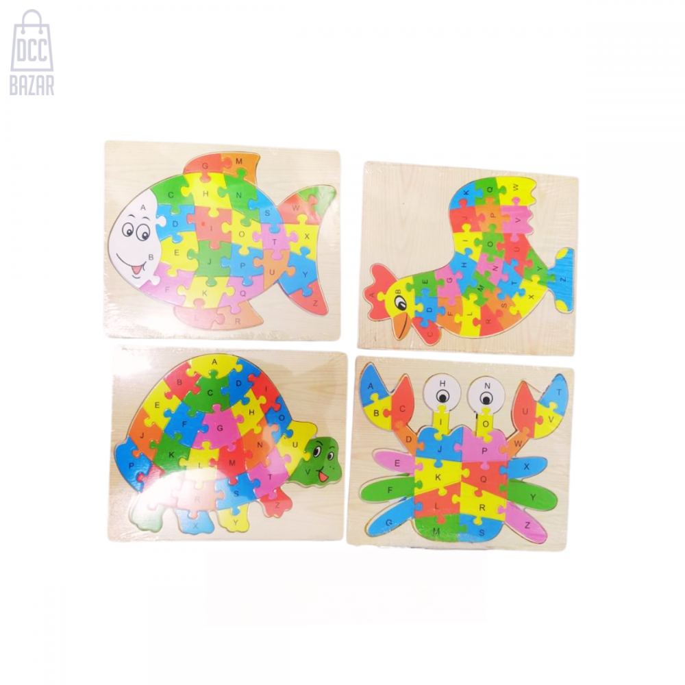 4-in-1 Alphabet Animal Puzzle Set - Shapes, Sizes, and Letters