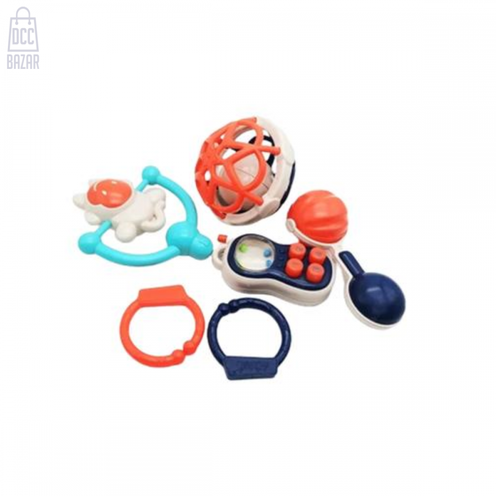 5-Piece Baby Rattle and Teether Set - Sensory Stimulation Toys for Infants