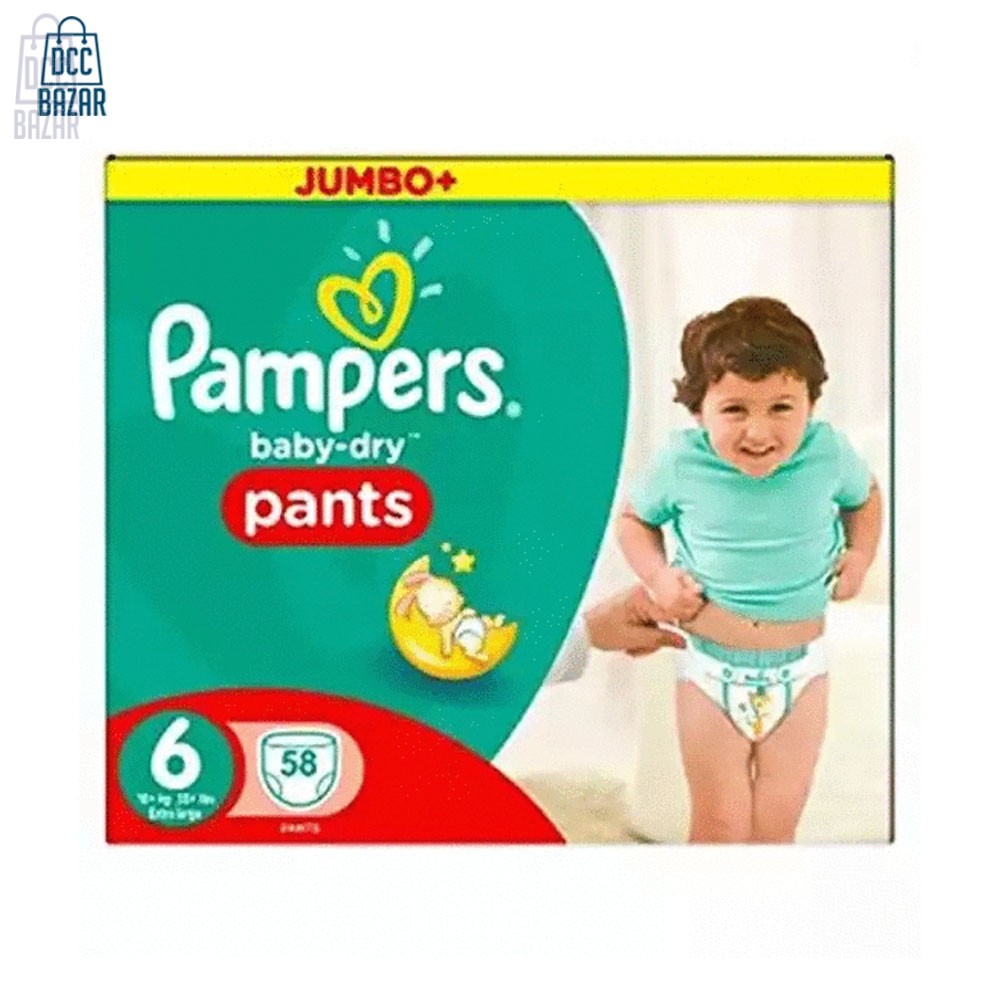 Pampers Baby Dry Pant Jumbo Pack| Size: 6 (15kg-22kg) | Quantity: 58 pcs