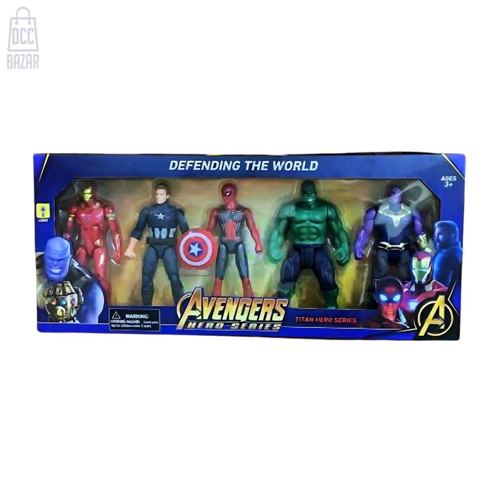Avengers 5-Pack Action Figure Set - Iron Man, Captain America, Spider-Man, Hulk, Thanos - Marvel Toys for Kids