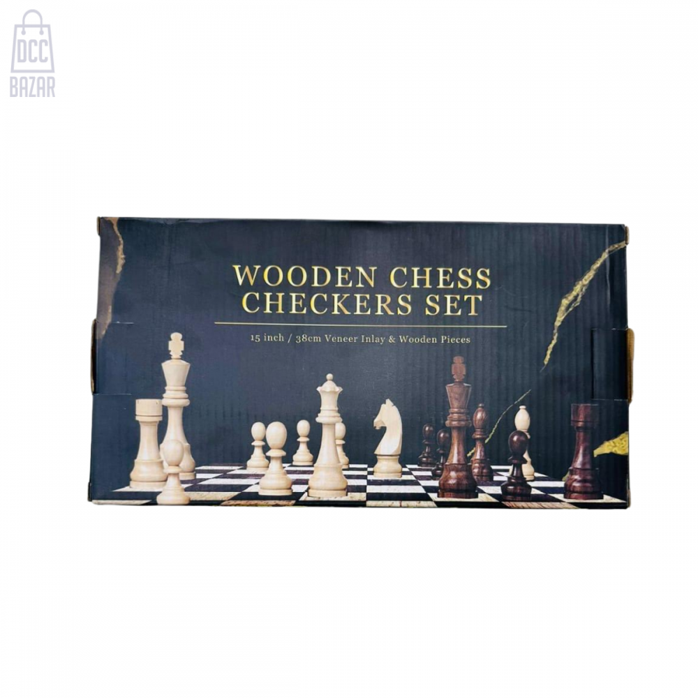 Classic Wooden Chess and Checkers Board Set