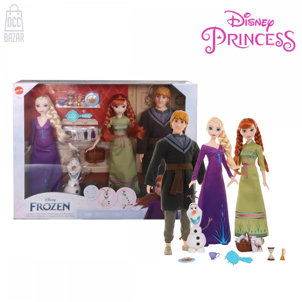 Disney Frozen HLW59 3-Doll Charades, Fashion Dolls 12 Accessories