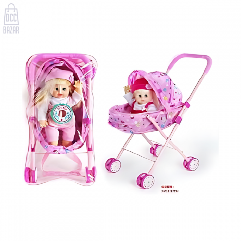 Foldable Baby Doll Stroller with 12" Doll - Perfect Playtime Companion