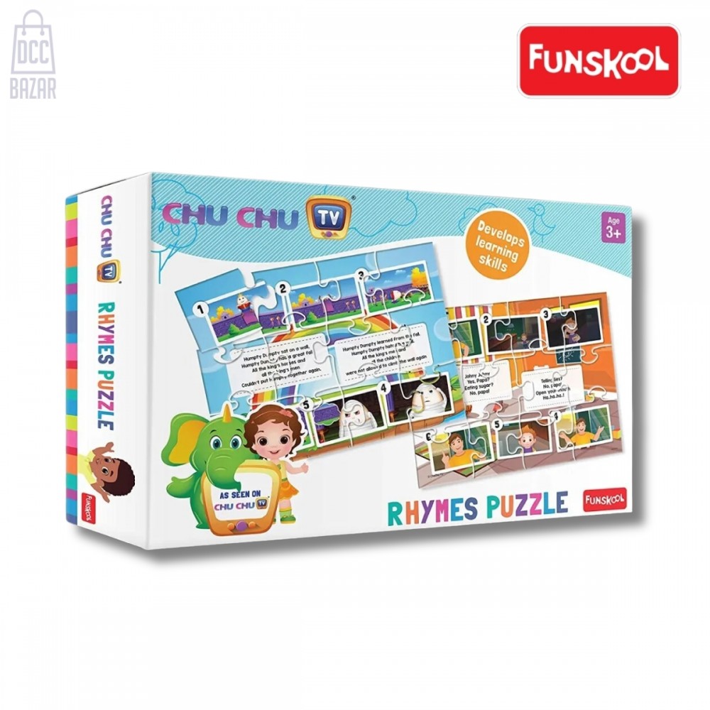 Learning fun with puzzles! Funskool Chu Chu Rhyme Time Puzzle features classic rhymes & colorful images. Perfect for toddlers (3+). Order now!