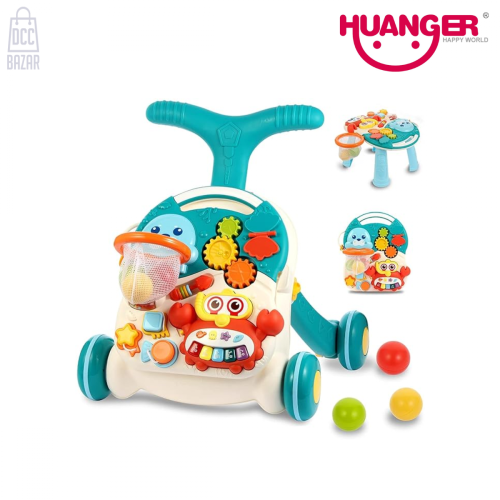 Huanger 2-in-1 Sit-to-Stand Walker & Activity Center Music, Play & Learning for Toddlers (Ages 6 Months+)