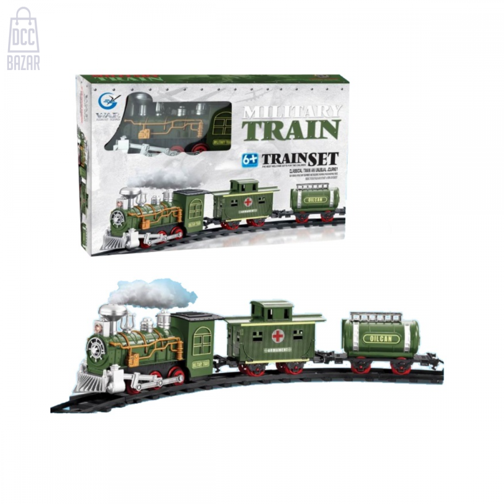 Large Military Toy Train with Lights, Sounds, and Smoke for Kids