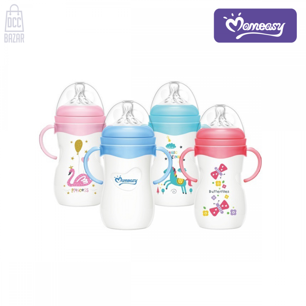Momeasy Anticolic Wide Neck Bottle with 360° Handle - 240ml BPA-Free Plastic