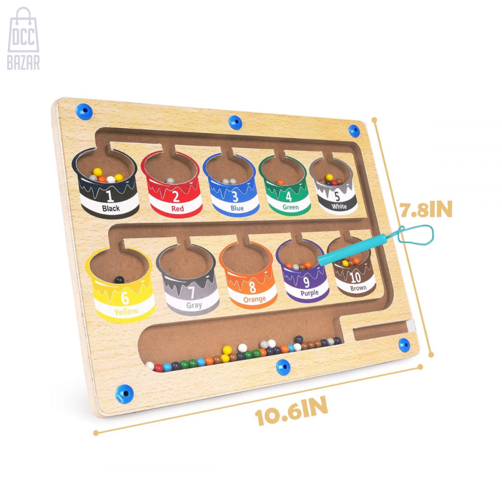 Montessori Magnetic Color and Number Maze - Wooden Learning Toy for Toddlers