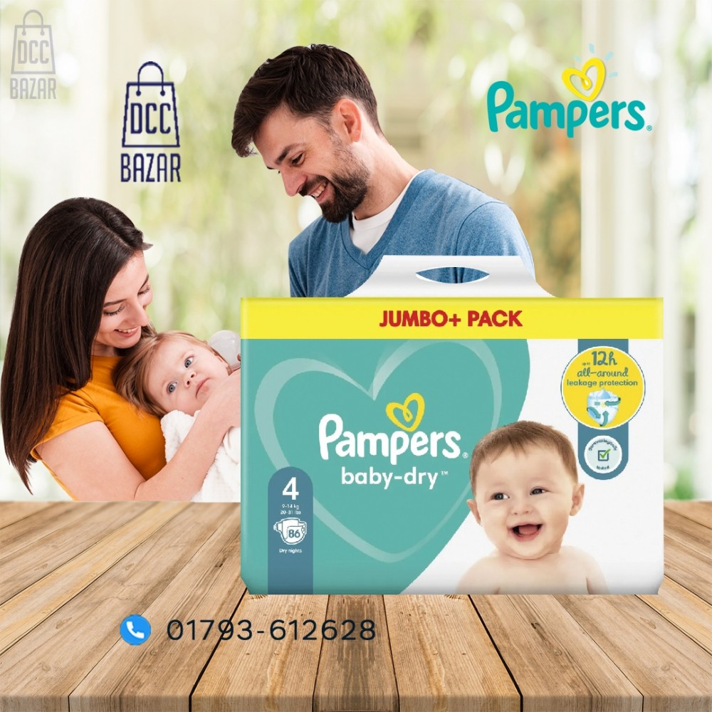 Pampers Baby Dry 4 Jumbo Plus Belt 9-14 kg 86 pcs (UK)