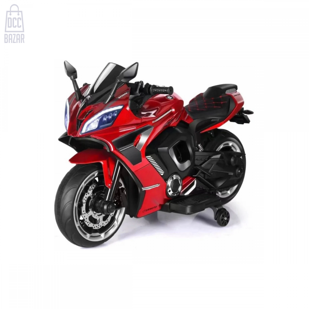 R9 2-Seater Kids Electric Motorcycle with Music, Lights, and Training Wheels