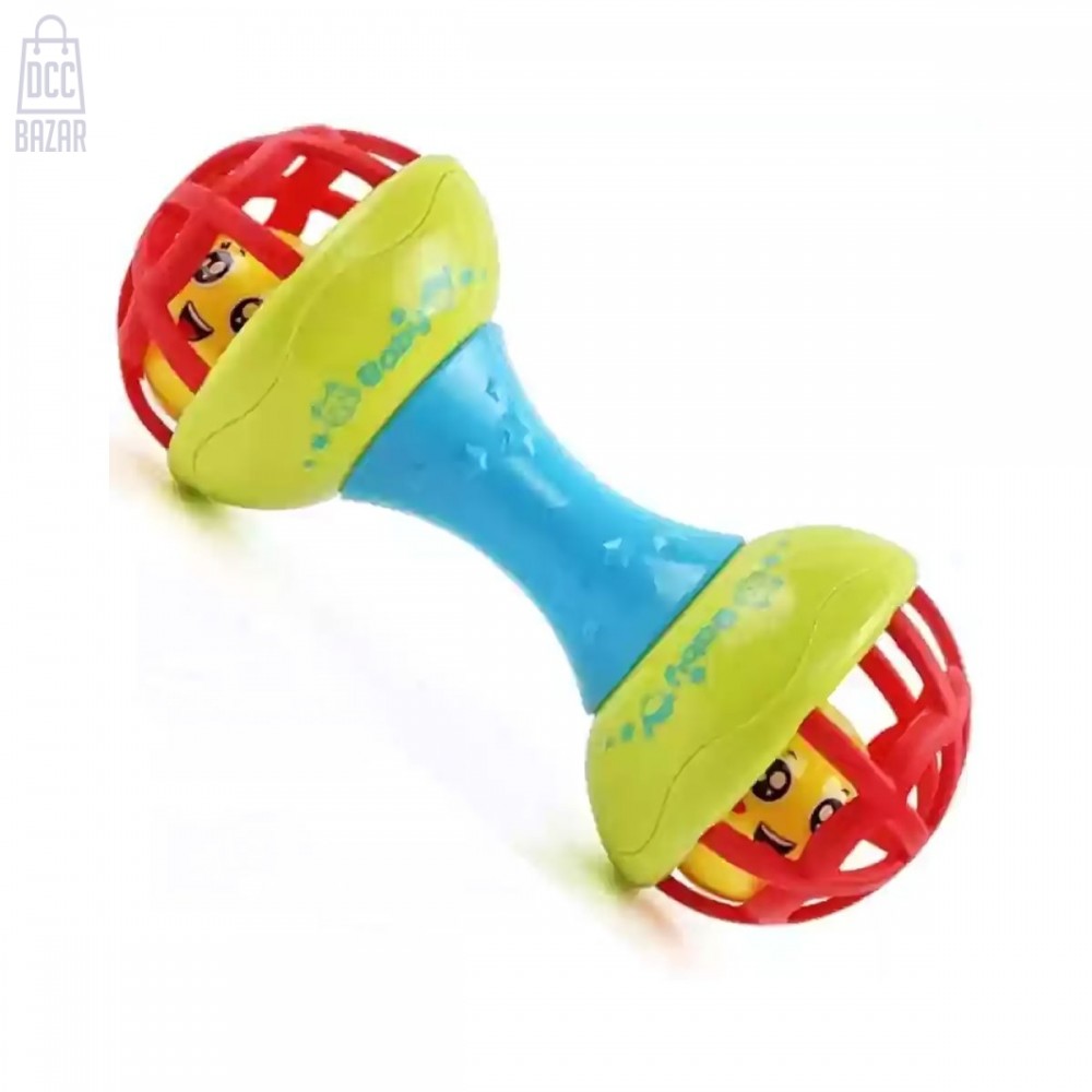 Safe, Colorful Dumbbell Rattle for Baby - Sensory Stimulation Toy