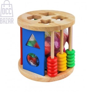 Wooden Shape Sorting Cube Puzzle for Toddlers - Develops Color Recognition & Motor Skills