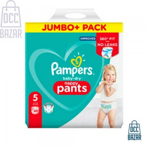 Pampers Baby Dry Pant Jumbo Pack| Size: 5 (12kg-17kg) | Quantity: 64 pcs |Made in: UK