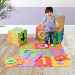 36-Piece Mini Alphabet & Number Puzzle Mat (Ages 2+) - Safe & Educational Play