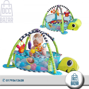 Baby Fitness Frame Game Blanket Multifunctional Cartoon Play 3 in 1, Crawling Mat Tortoise Lion Ocean Ball pool 18 Months Toy