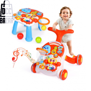 2-in-1 Huanger Baby Walker & Activity Table Music, Learning & Safe Exploration (Ages 6 Months+)