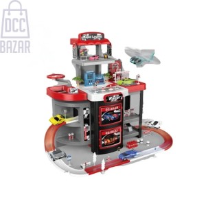 2-in-1 Kids Carry Case Race Track & Parking Lot Playset with Cars - Fun & Portable! (42.5 x 18.5 x 53cm)