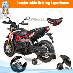 Costzon 12V Kids Motorcycle, Electric Motorcycle Ride On Toy w/ Training Wheels, Spring Suspension, LED Lights, Sounds & Music, MP3, Battery Powered Dirt Bike for Boys & Girls, Red