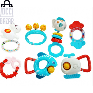 Huanger HE0131 7-Piece Rattle Set for Sensory Exploration & Early Learning (0+)