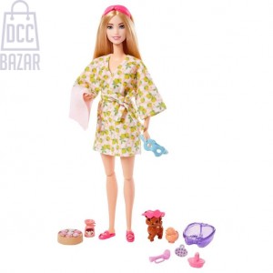 Barbie HKT90 Doll With Puppy, Kids Toys, Self-Care Spa