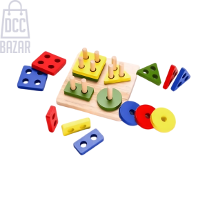 4x1 Geometric Square Shape Sorter - Early Learning Toy for Toddlers.