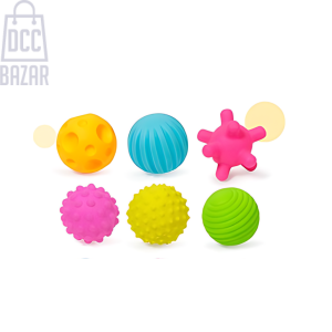6-Piece Baby Sensory Tactile Toy Set - Soft Rubber Textured Teethers for Infant Development