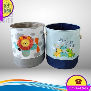 Foldable cartoon toy storage basket cotton linen storage bucket baby dirty clothes basket Lou cute household dirty clothes hamper