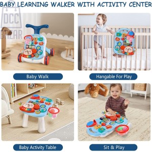 5 in 1 Walker for Baby Push Walkers, Assemble as Scooter/Motorbike/Activity Center/Detachable Panel, Walking Toys