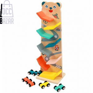 Wooden Bear Glider Car Track Set - Educational Toy for Kids