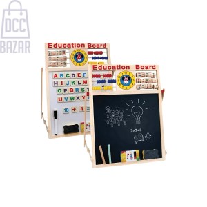 Double-Sided Wooden Learning Board Magnetic Whiteboard & Blackboard with Bonus Learning Tools (Ages 3+)