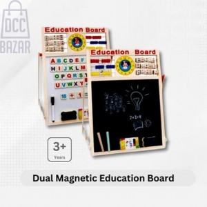 Double-Sided Wooden Learning Board Magnetic Whiteboard & Blackboard with Bonus Learning Tools (Ages 3+)