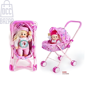 Foldable Baby Doll Stroller with 12" Doll - Perfect Playtime Companion