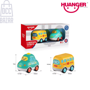 HUANGER Mini Friction-Powered Light & Music Taxi Car - Adorable City Drift Toy (Ages 18 Months+