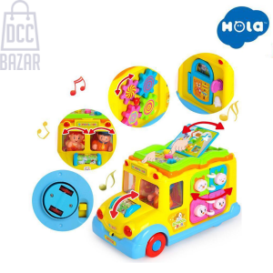 Interactive Electric School Bus Toy with Lights, Sounds, and Games