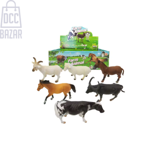 Large 8 Inch Farm Animal Playset - 6 Piece Realistic Plastic Toy Figures.