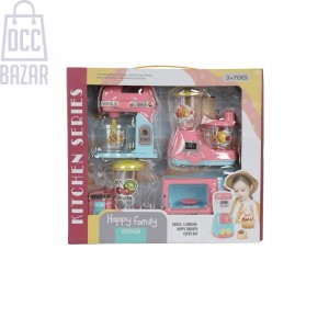 Pink & Blue Kitchen Playset: Blender, Microwave, Mixer for Kids