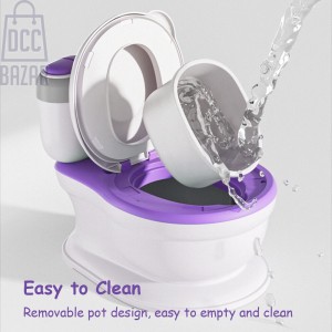 Kids Potty Training Toilet Seat Realistic Potty Training Seat for Toddlers Boys Girls with Soft PU Pad Wipe Storage Music Playing Function (Random color)