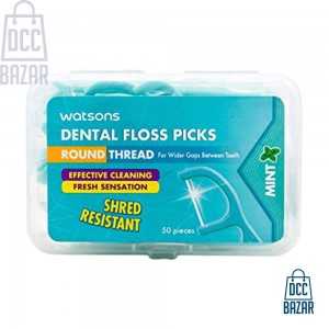 Watsons Round Thread Dental Floss Picks- 50pcs