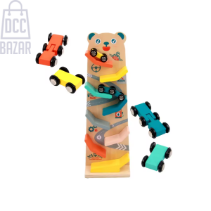 Wooden Bear Glider Car Track Set - Educational Toy for Kids