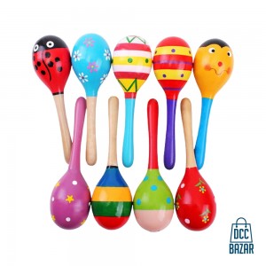 1pcs Colorful Wooden Maracas Baby Child Musical Instrument Rattle Shaker Party Children Gift Toy